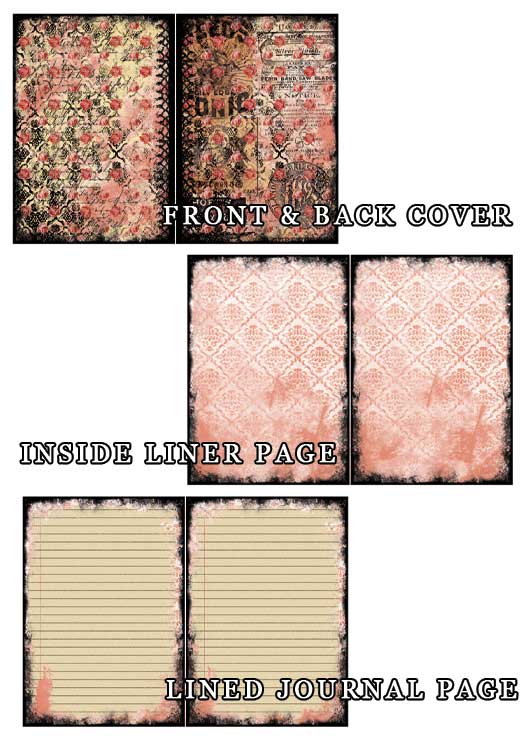 Grungy Pages Digital – Polished Lackluster - 25 Journal Pages, grungy digital pages, lined notebook, floral journals, journaling pages