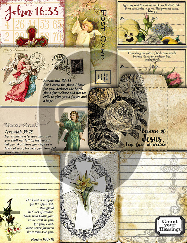 Scripture Journal Printable, Religious Quotes -39pg Digital Download- Faith Inspired, Catholic Notecards, Affirmation Cards, Devotional Kits