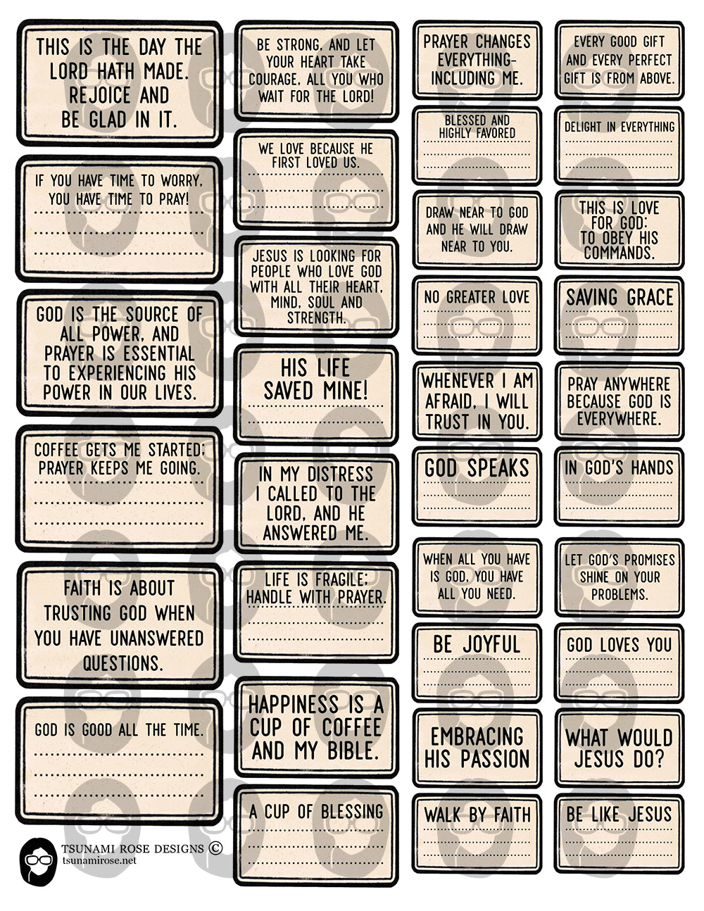 Junk Journal Labels, Faith Encouragement -4pg Digital Download- Scripture Sayings, Bible Verse Printable, Prayer Quotes, Christian Verses
