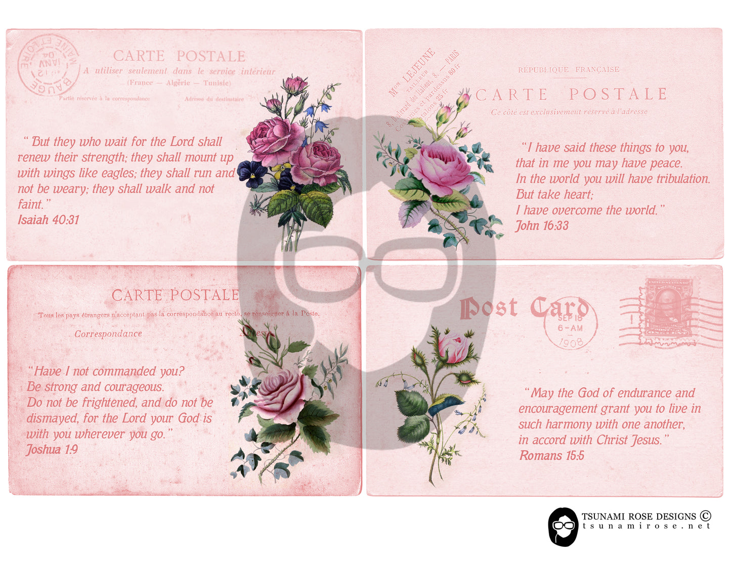 Ephemera for Bible Journaling, Postcards Set -6pg Digital Download- Verse Cards Printable, Prayer Kit, Christian Affirmations, For Women