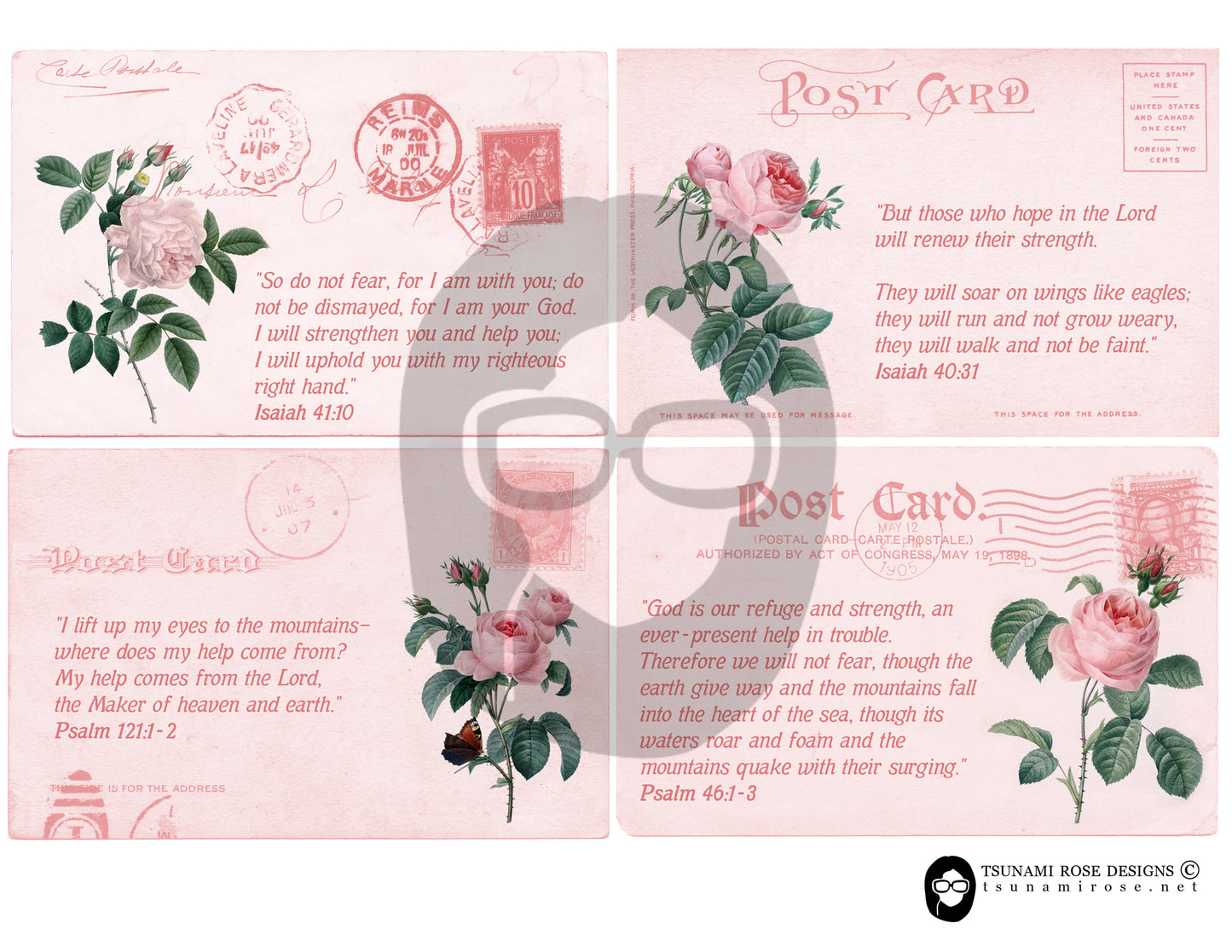 Ephemera for Bible Journaling, Postcards Set -6pg Digital Download- Verse Cards Printable, Prayer Kit, Christian Affirmations, For Women