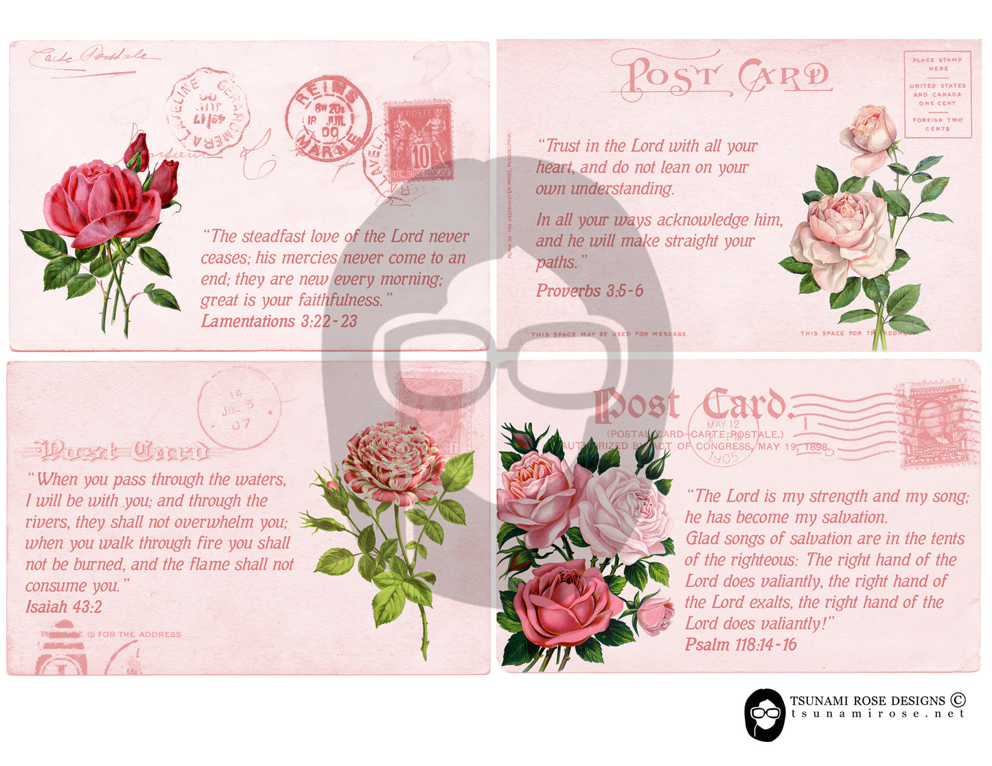 Ephemera for Bible Journaling, Postcards Set -6pg Digital Download- Verse Cards Printable, Prayer Kit, Christian Affirmations, For Women