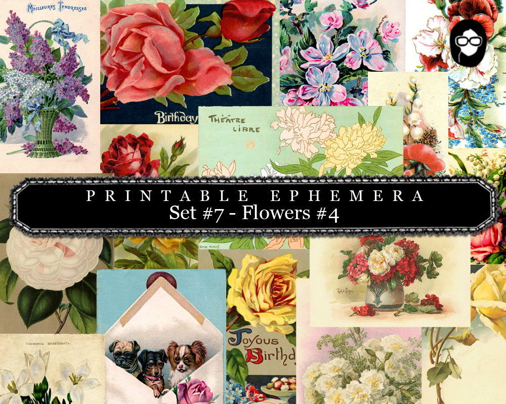 Roses Clipart Floral - Printable Ephemera - Set #7 Flowers #4 - 30 Page Instant Download - ephemera pack, ephemera kit, junk journal kit