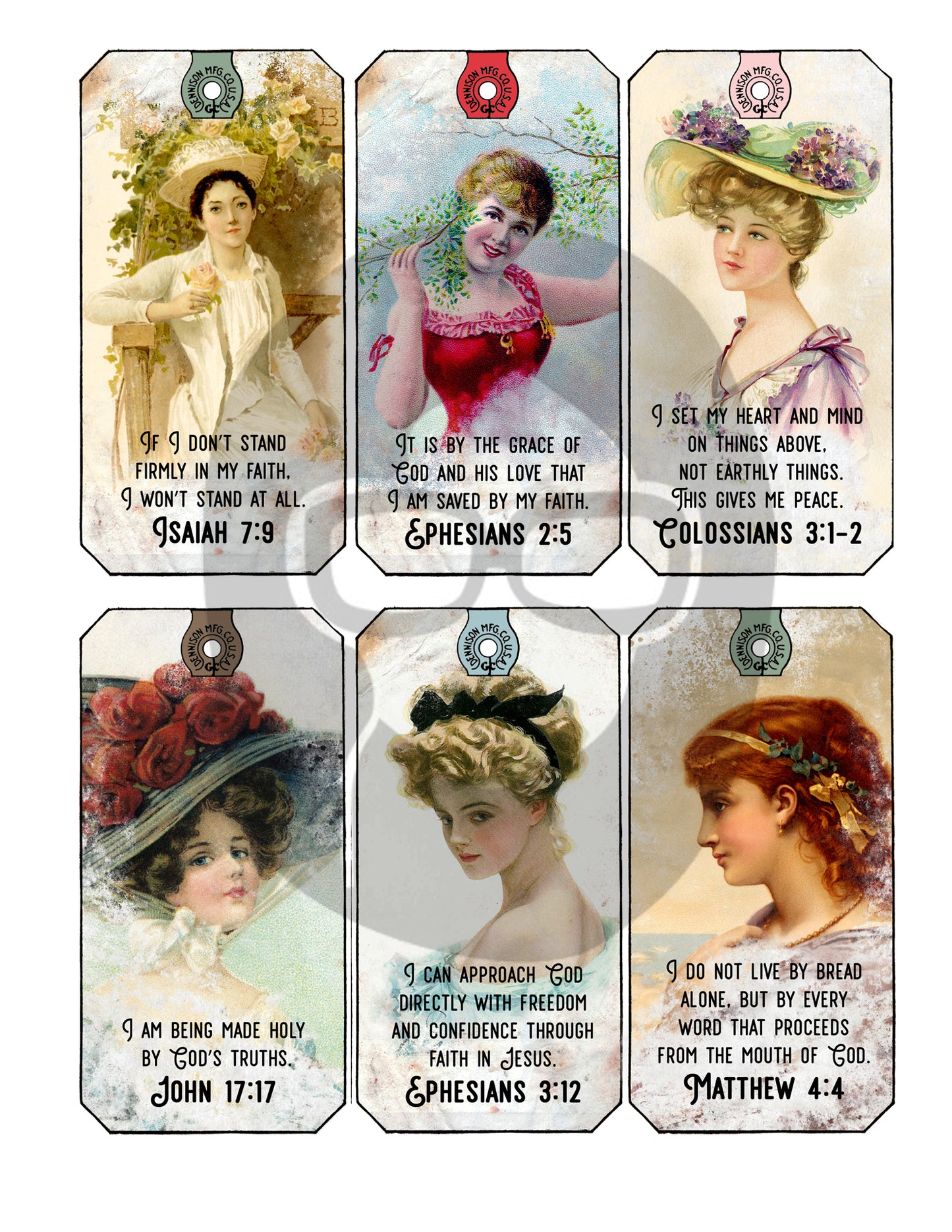 Christian Affirmations, Junk Journal Tags -2pg Digital Download- Prayer Quotes, Devotional Kits, Faith Encouragement, Religious Art Antique