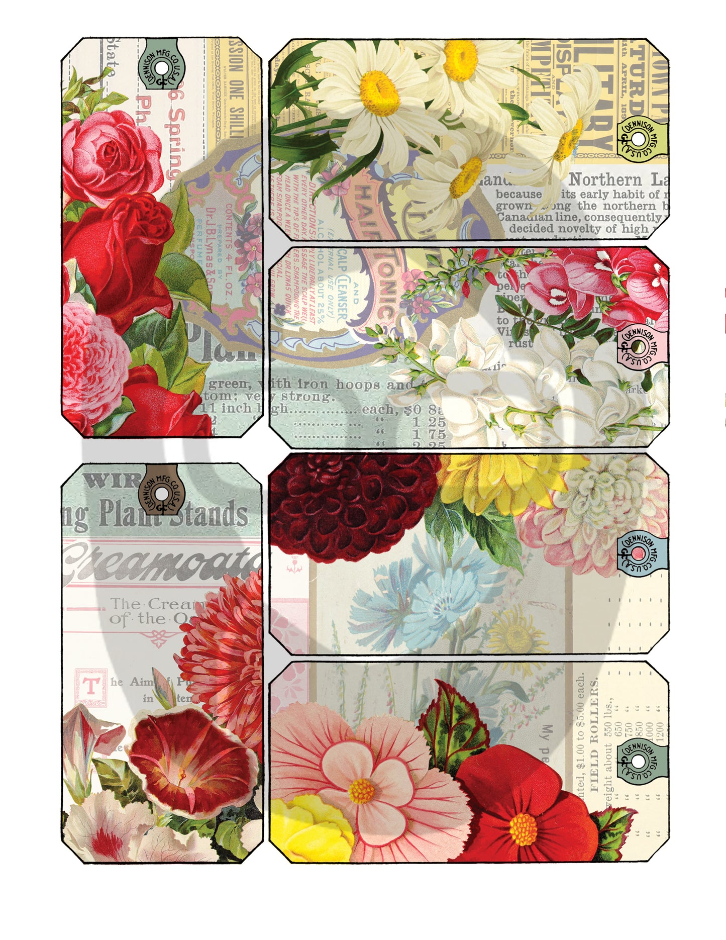 Vintage Junk Journal Tags 2.0 - Set #1 - 2 Page Instant Download, digital journal card Inactive