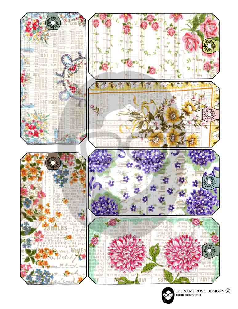 Vintage Junk Journal Tags 2.0 - Set #7 - 4 Page Instant Download, digital journal card, junk journal kit, printable