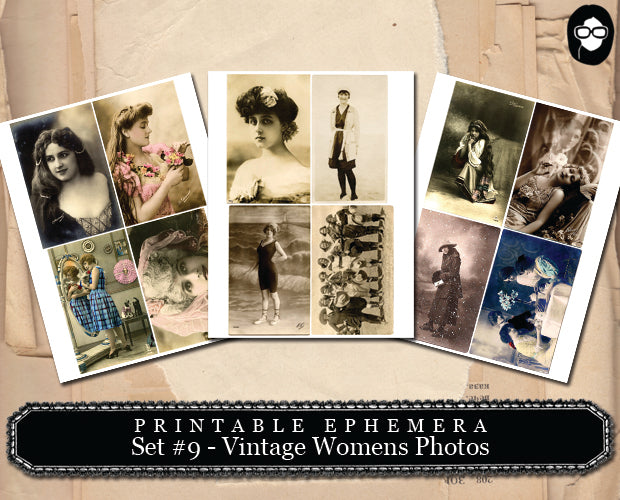 Ephemera Pack, Printable Ephemera Set # 9 - Vintage Womens Photos - 20 Page Instant Download, journaling kit, journal cards, journaling card