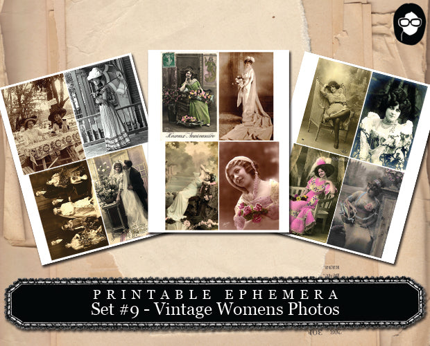 Ephemera Pack, Printable Ephemera Set # 9 - Vintage Womens Photos - 20 Page Instant Download, journaling kit, journal cards, journaling card