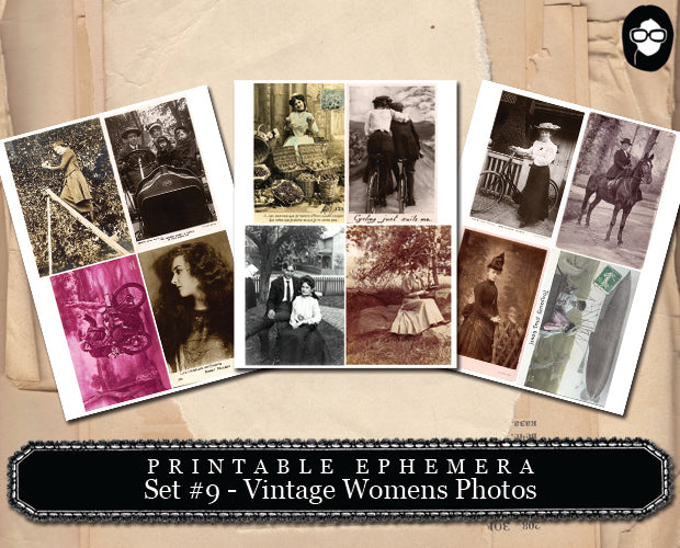 Ephemera Pack, Printable Ephemera Set # 9 - Vintage Womens Photos - 20 Page Instant Download, journaling kit, journal cards, journaling card