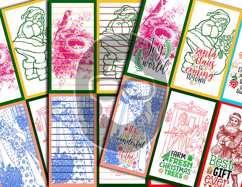 Journaling Spot Printables, Christmas Junk Journal Ephemera -18pg Digital Download- Christmas Quotes, Retro Santa,Vintage Winter,Lined Paper