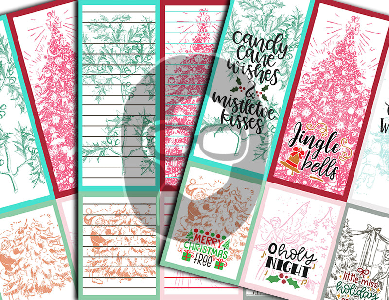 Journaling Spot Printables, Christmas Junk Journal Ephemera -18pg Digital Download- Christmas Quotes, Retro Santa,Vintage Winter,Lined Paper