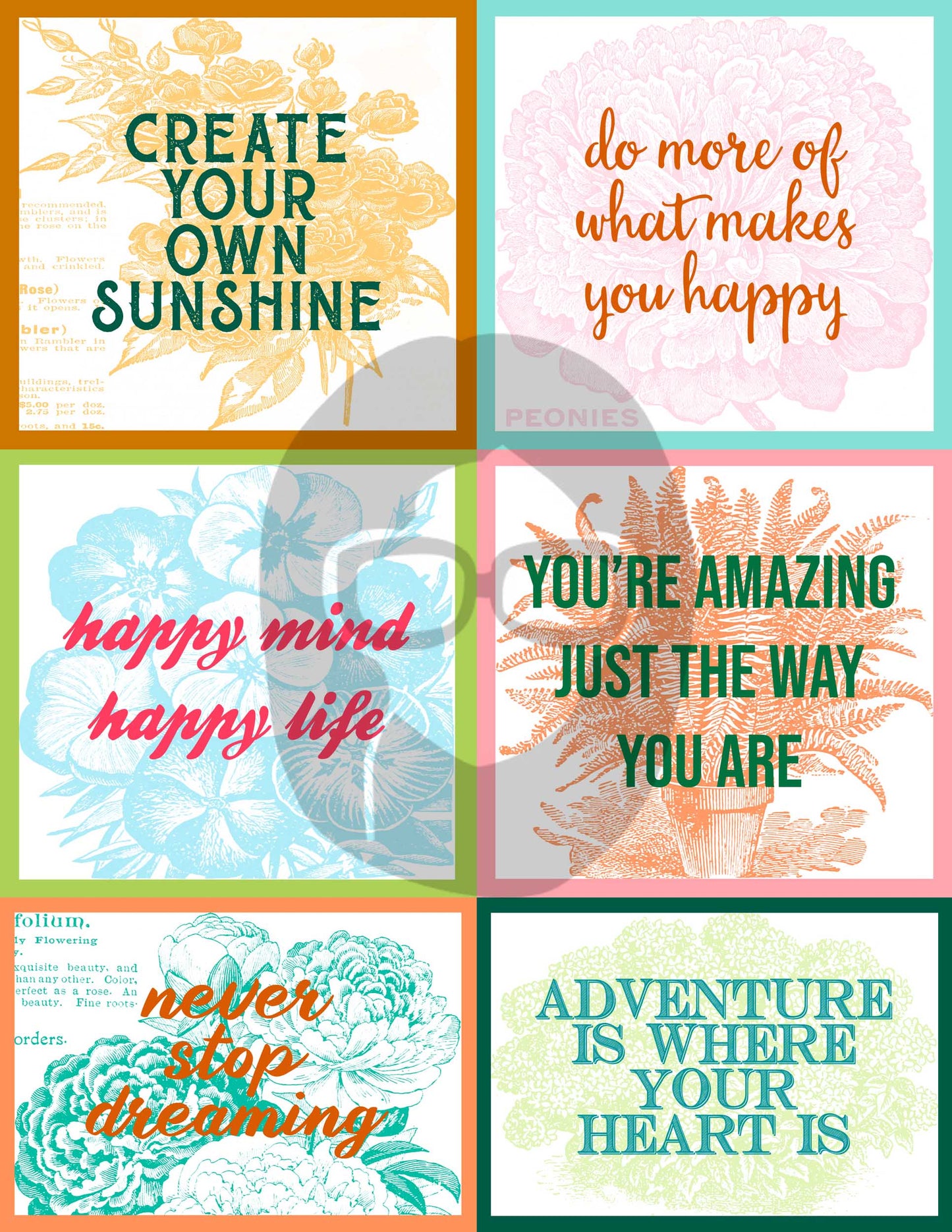 Junk Journal Quotes & Journal Spots - Set #1 - 18 Pg Instant Download - digital collage, digital journal kits, roses clipart floral