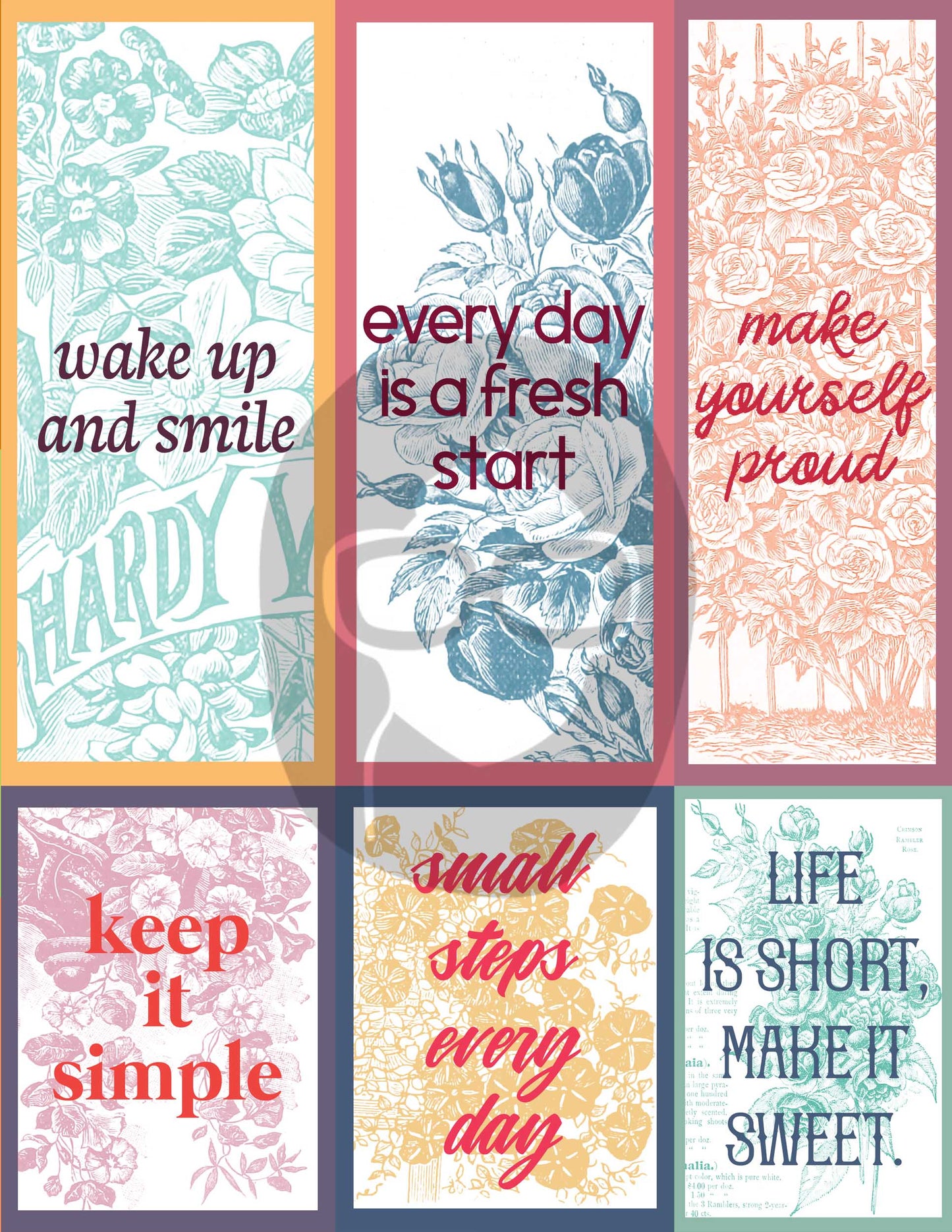 Junk Journal Quotes & Journal Spots - Set #1 - 18 Pg Instant Download - digital collage, digital journal kits, roses clipart floral