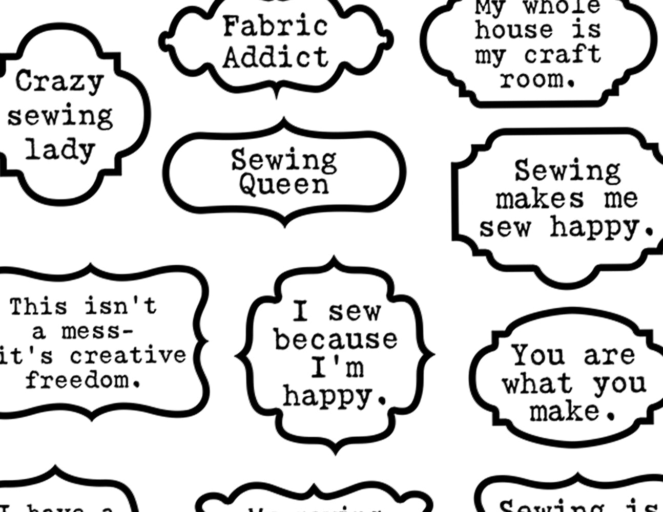 Sewing Quotes, Printable Quote Set -6pg Digital Download- Sewing Ephemera, Ephemera Words, Scrapbook Titles, Fussy Cut, Sewing Junk Journal