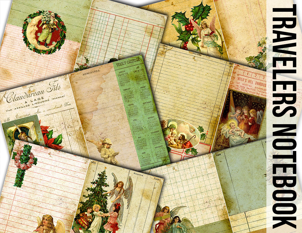 Fauxdori Inserts - Christmas List - AddOn - Holy Night Journal Pages - 8 Printable Midori Insert Pages - traveler notebook, junk journal kit