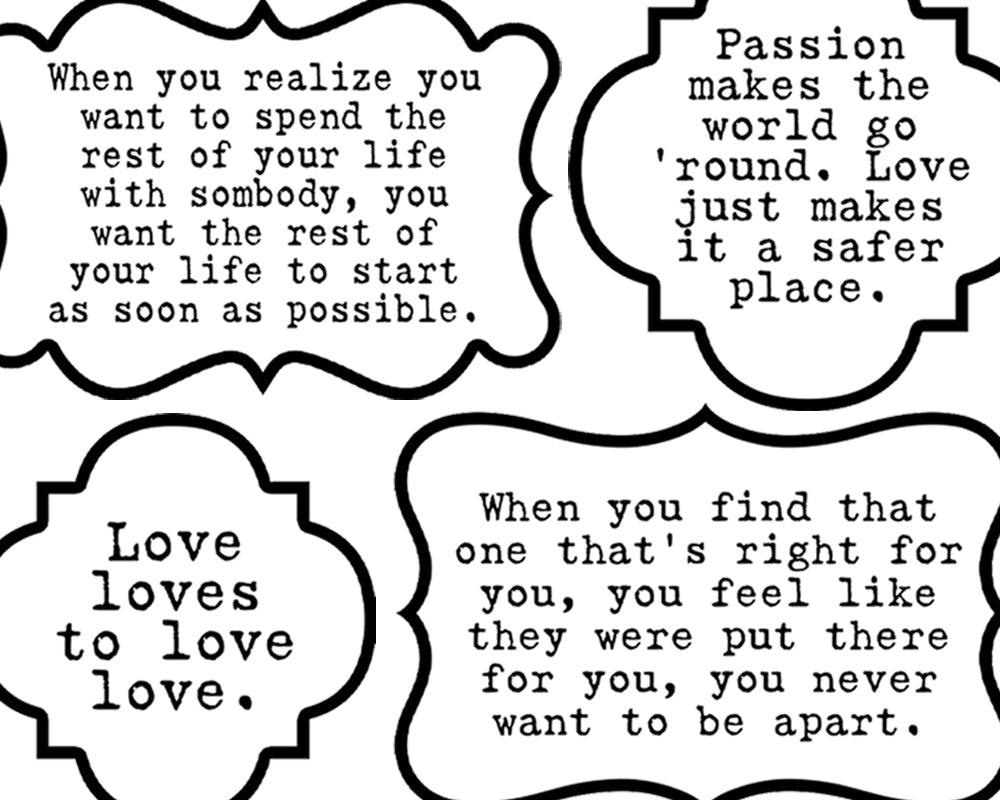 Quotes About Love, Valentines Day Quotes -6pg Digital Download- Scrapbook titles, Ephemera words, Printable journal labels, Ink Saver