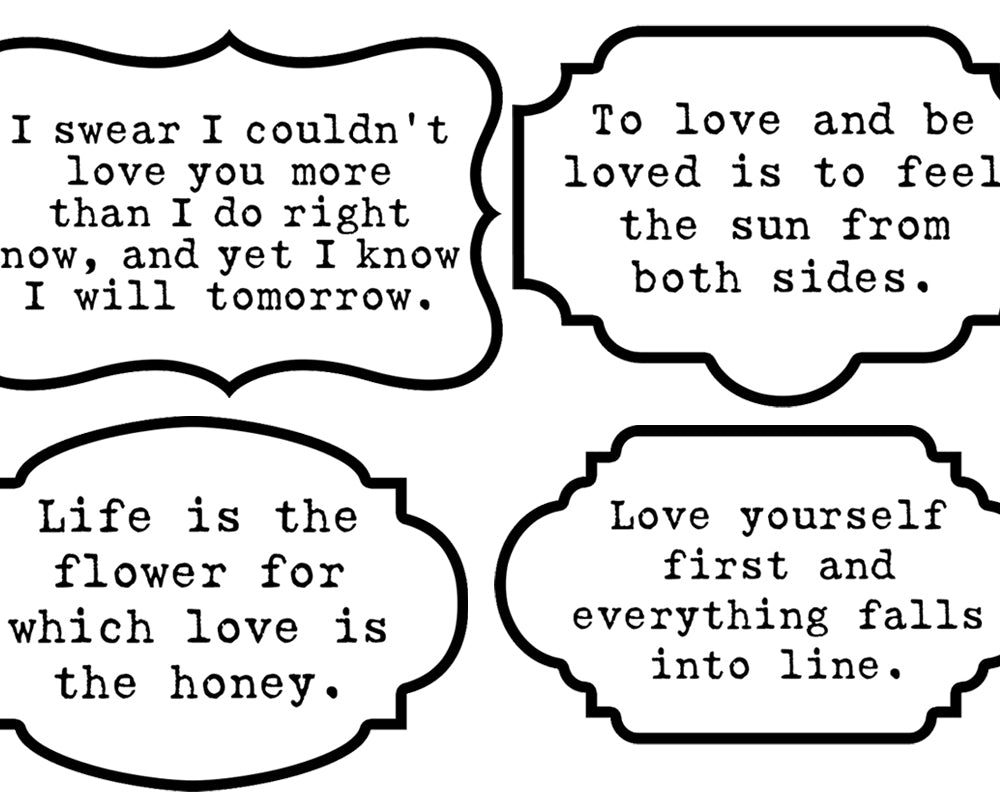 Quotes About Love, Valentines Day Quotes -6pg Digital Download- Scrapbook titles, Ephemera words, Printable journal labels, Ink Saver