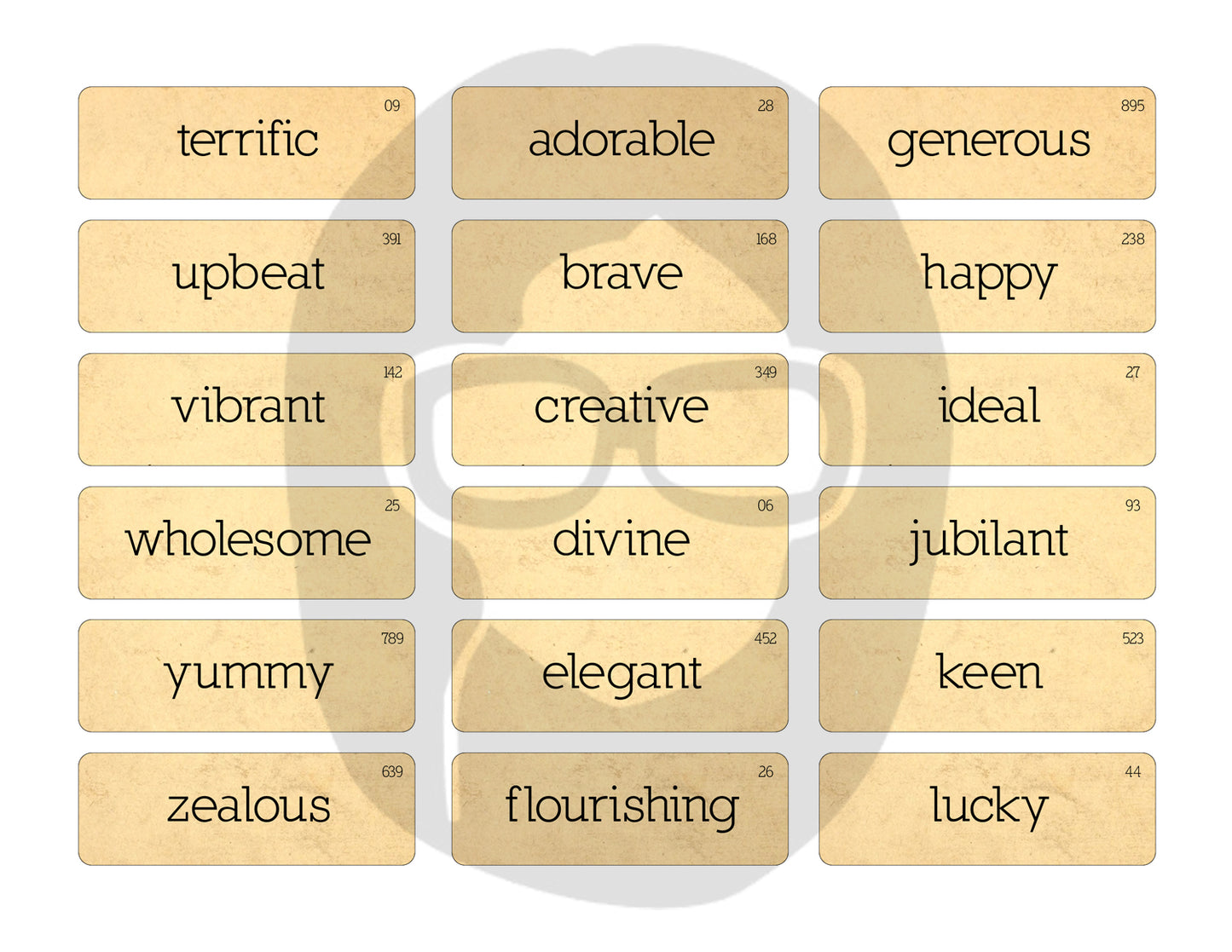 Vintage Vocabulary Cards Set #2 - 2 Page Instant Download - ephemera pack, altered art kit, junk journal kit, blank journal cards
