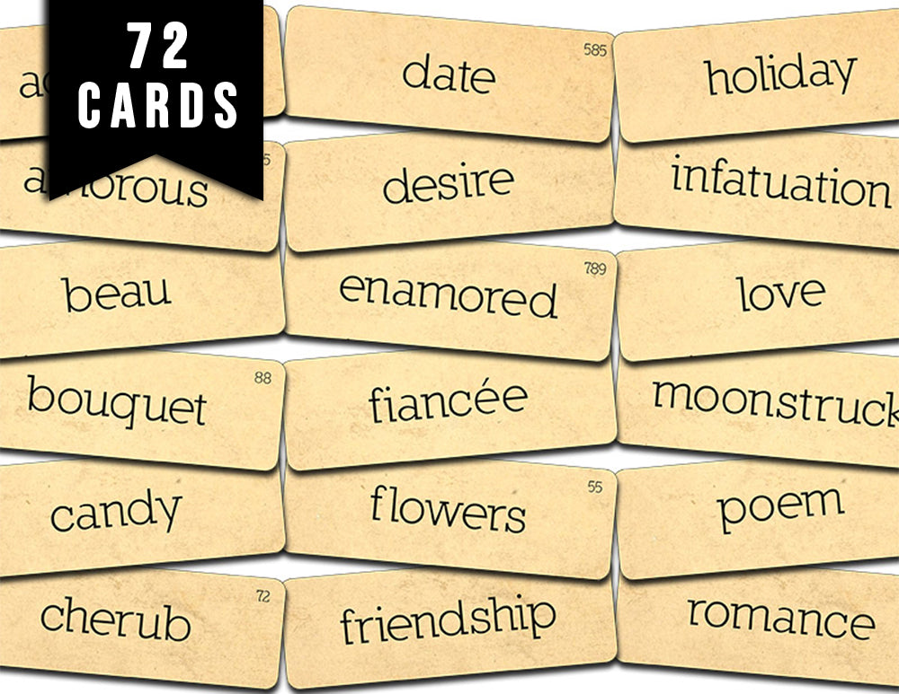 Valentine's Quotes, Vocabulary Flashcard, S6 -4pg Digital Download- Ephemera Words, Fussy Cut Words, Digital Labels, Vintage and Retro