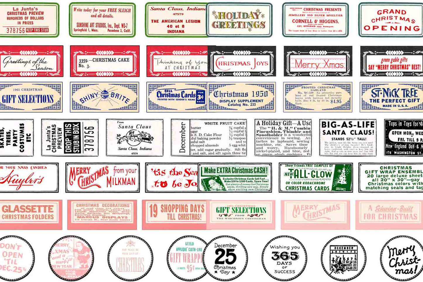 Christmas Labels - 2 Pg download - Christmas digital download, Christmas sentiments, printable journal kit