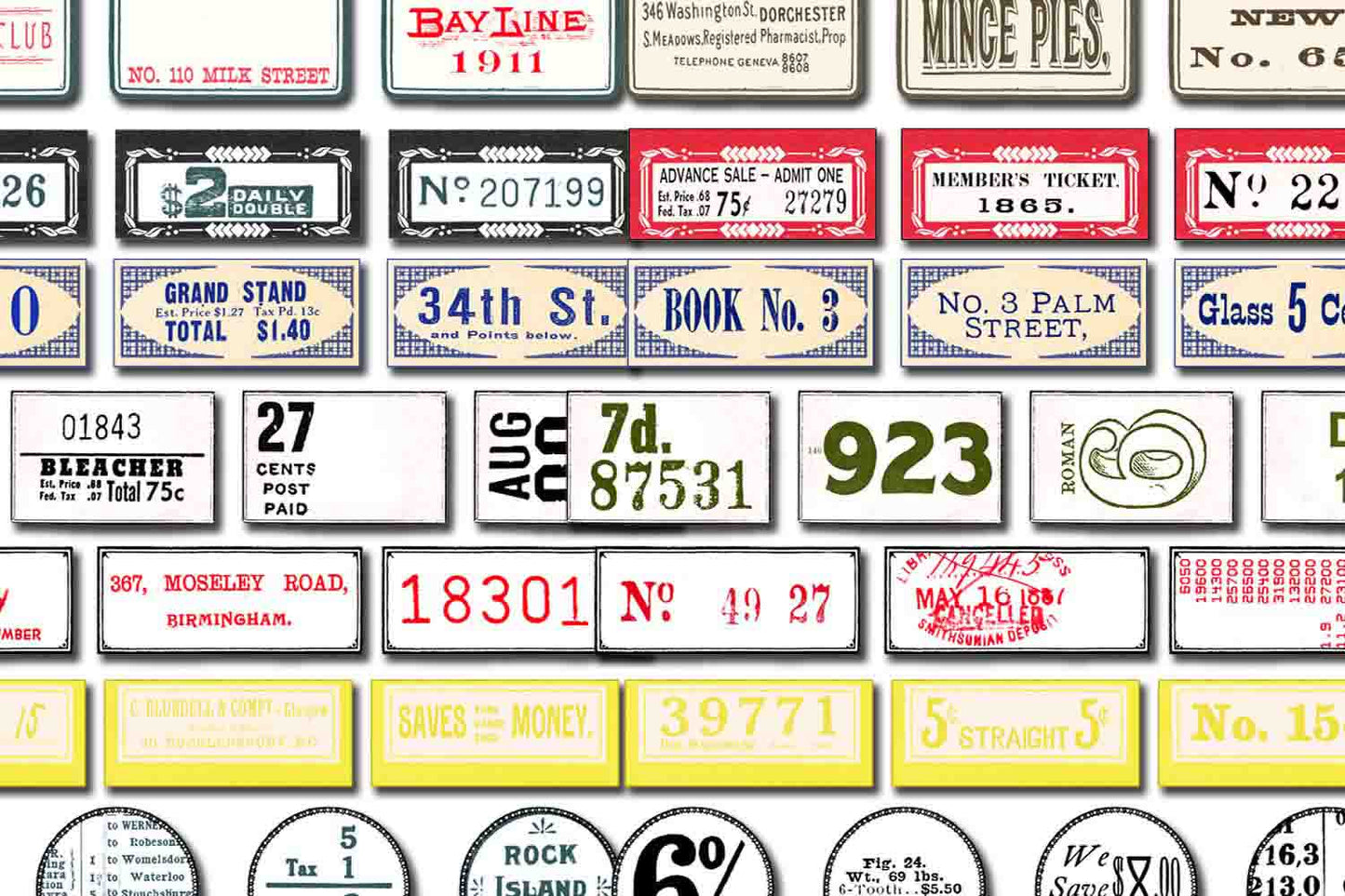 Vintage Labels - Set #1 - 2 Page Instant Download - junk journal kit,ephemera paper pack, printable price labels
