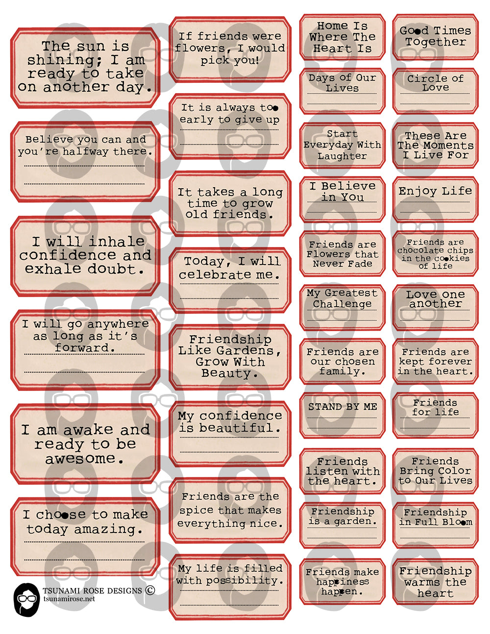 Junk Journal Labels, Printable Quote Set -4pg Digital Download- Fussy Cut Ephemera, Ephemera Words, Scrapbook Titles, Journaling Prompts