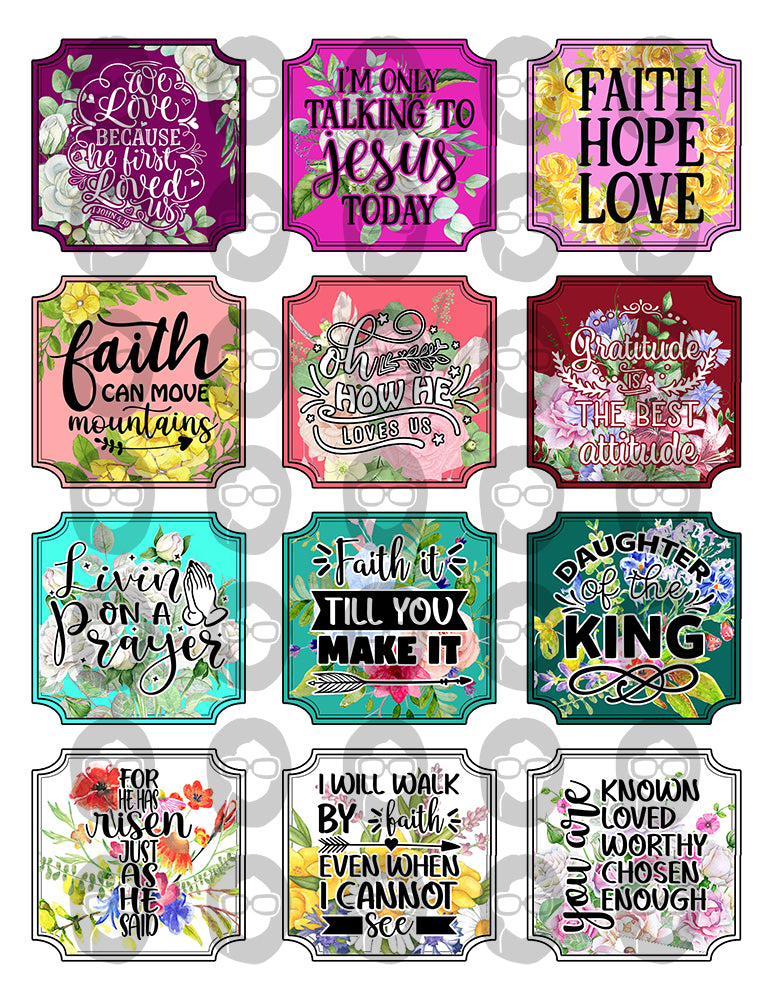 Junk Journal Labels, Faith Encouragement -10pg Digital Download- Scripture Sayings, Bible Verse Printable, Prayer Quotes, Christian Verses