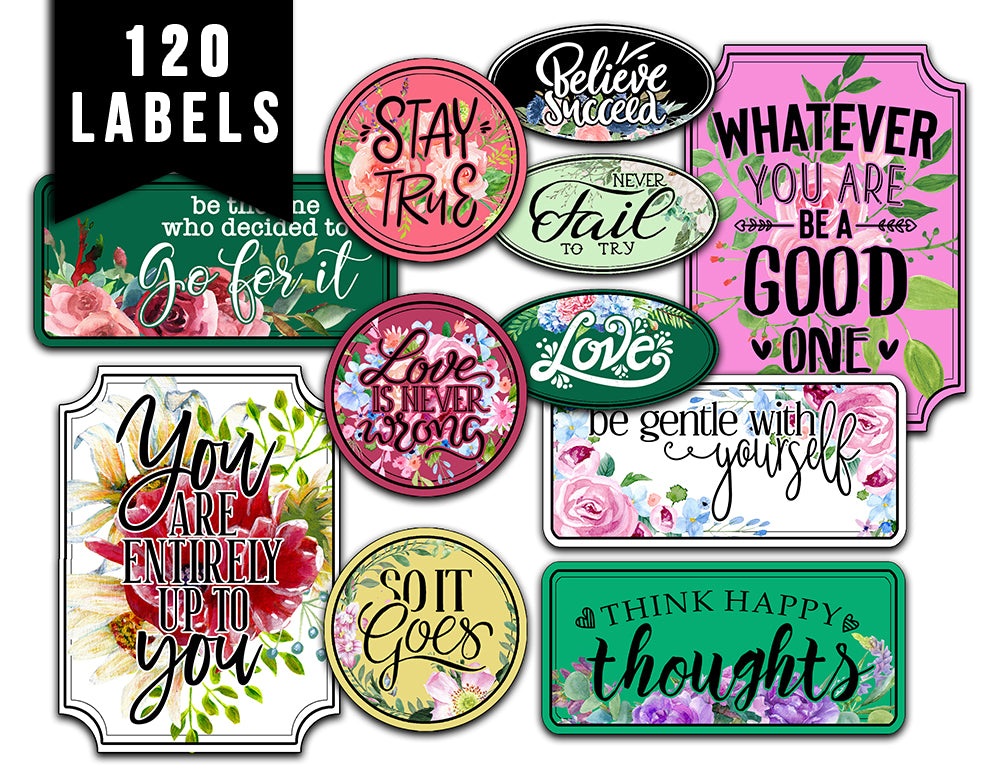 Junk Journal Labels, Printable Quote Set -10pg Digital Download- Fussy Cut Ephemera, Ephemera Words, Scrapbook Titles, Journaling Prompts