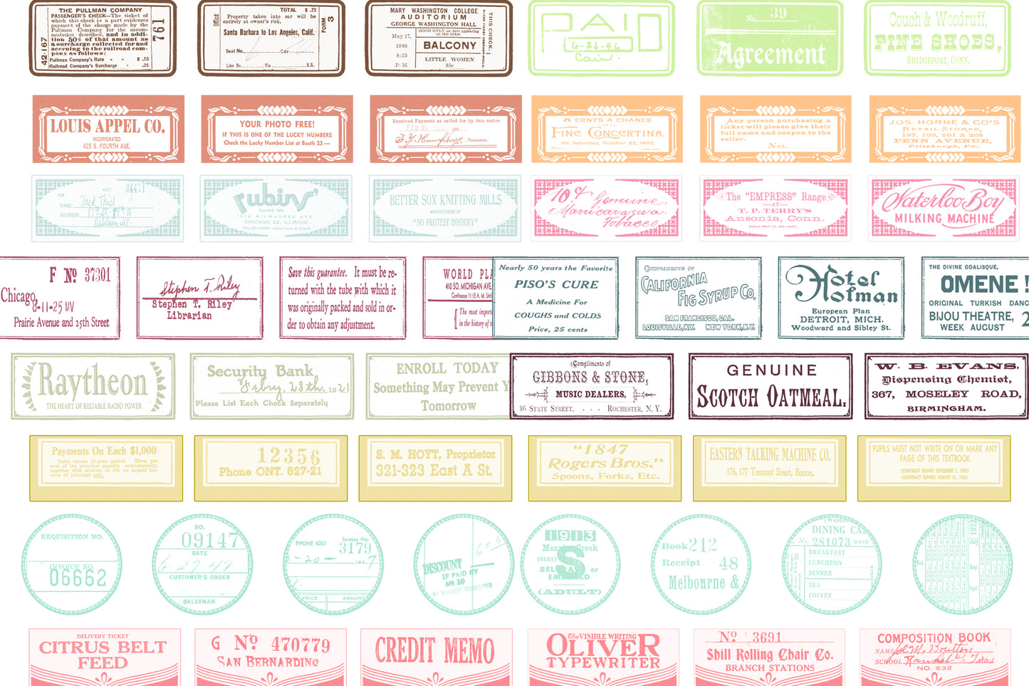 Printable Vintage Labels - Set #4 - 2 Page Instant Download - junk journal kit, ephemera paper pack, printable price labels