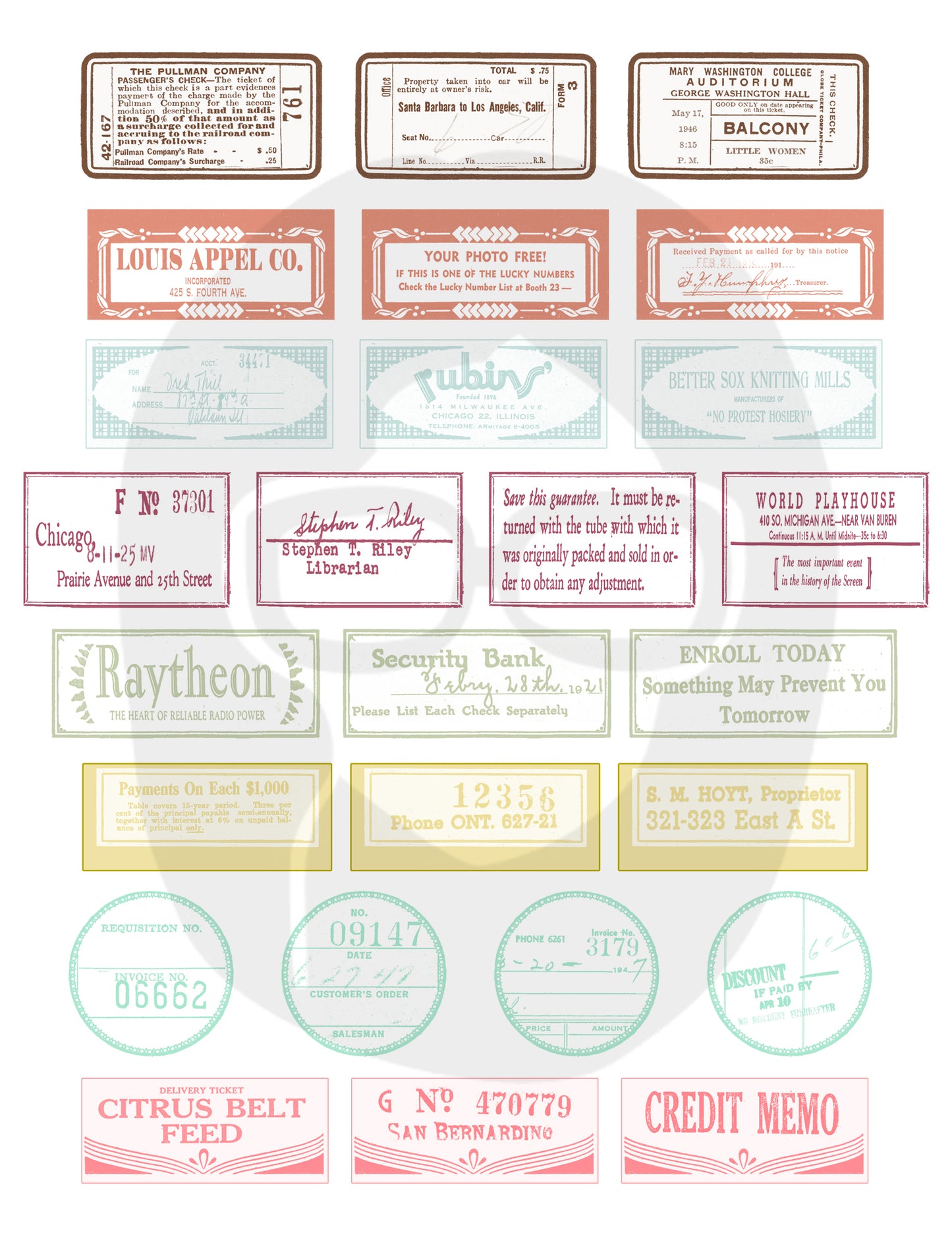 Printable Vintage Labels - Set #4 - 2 Page Instant Download - junk journal kit, ephemera paper pack, printable price labels