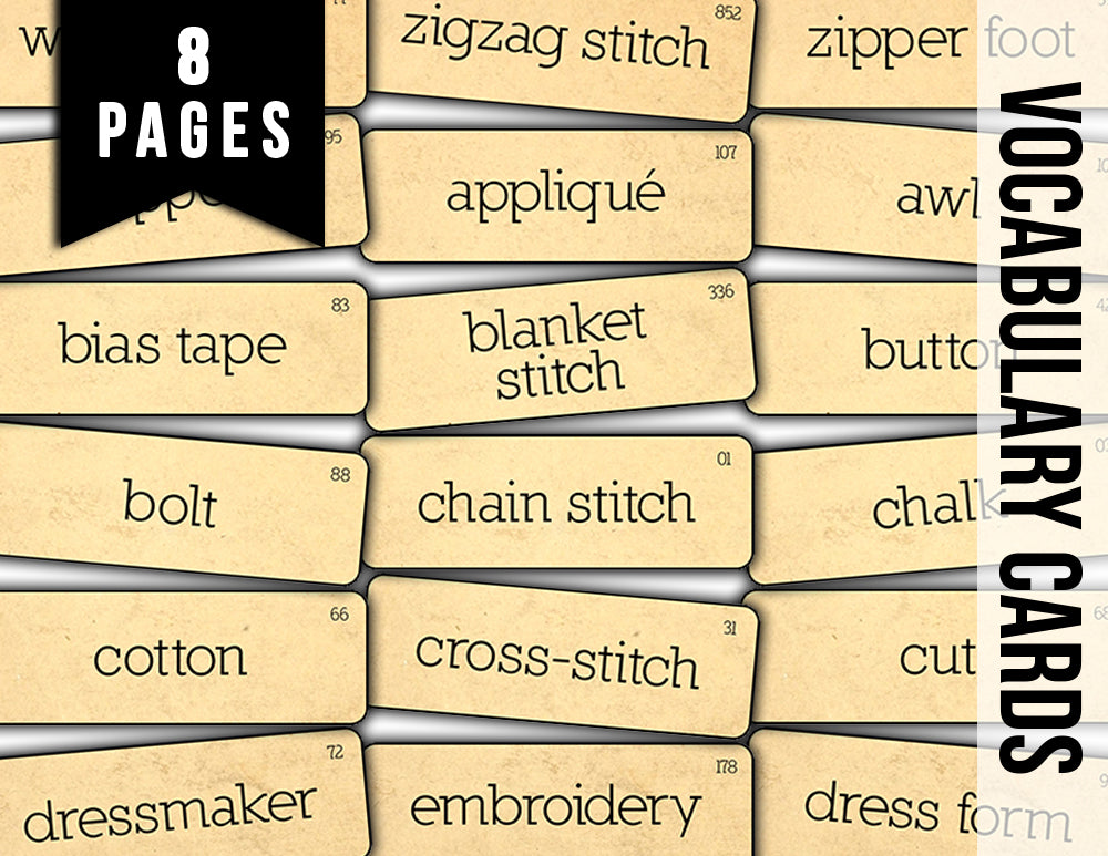 Junk Journal Labels, Printable Quote Set -8pg Digital Download- Sewing Ephemera, Ephemera Words, Scrapbook Titles, Fussy Cut, Sewing Journal