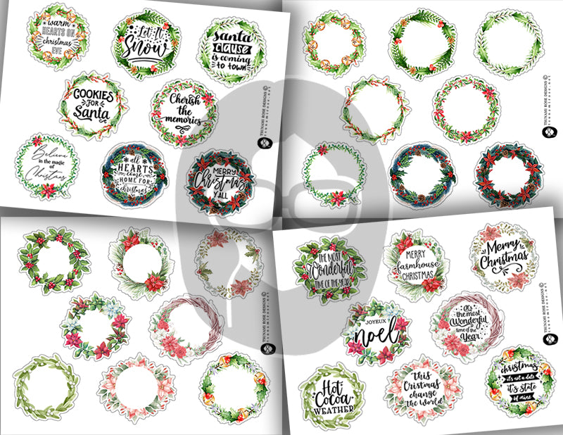 Christmas Quotes, Fussy Cut Words -12pg Digital Download- Christmas sayings, Journaling quotes, Santa Quote, Scrapbook titles, PNG Files