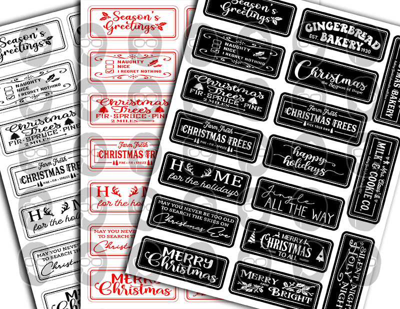 Christmas Quotes, Fussy Cut Christmas Ephemera -42pg Digital Download- Junk Journal Words, Printable Labels, Vintage Typed Ephemera, Titles