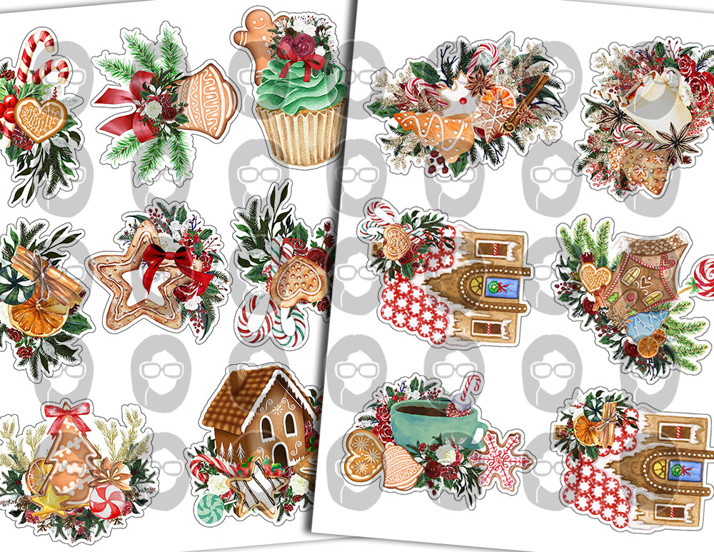 Fussy Cut Christmas Ephemera -14pg Digital Download- Pink Christmas, Scrapbook Cutouts, Junk Journal Collage Sheets, December Clipart