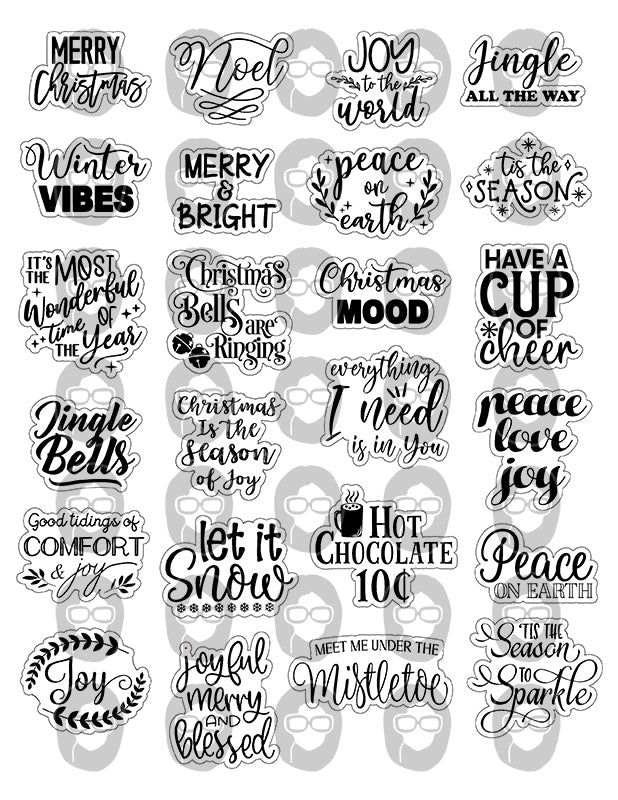 Christmas Quotes, Fussy Cut Words -6pg Digital Download- Christmas sayings, Journaling quotes, Santa Quotes, Scrapbook titles, Ink Saver,PNG