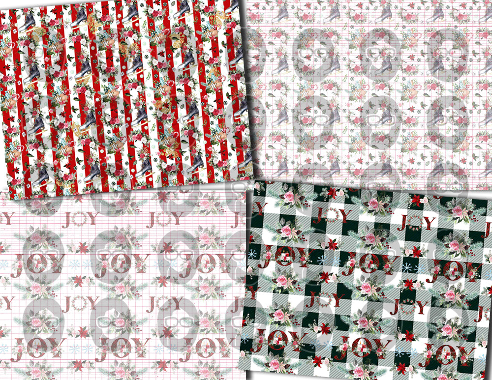 Christmas Junk Journal Pages, Pink Christmas Paper -30pg Digital Download- Poinsettia background,Lined Journal Pages,Scrapbook paper, Shabby