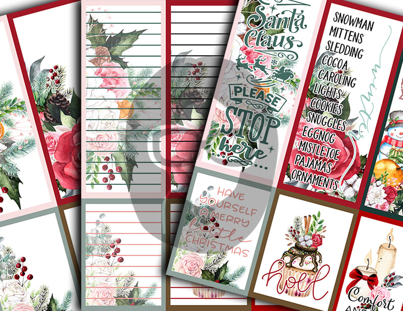 Journaling Spot Printables, Christmas Junk Journal Ephemera -18pg Digital Download- Christmas Quotes, Pink Christmas, Lined Paper, Vintage