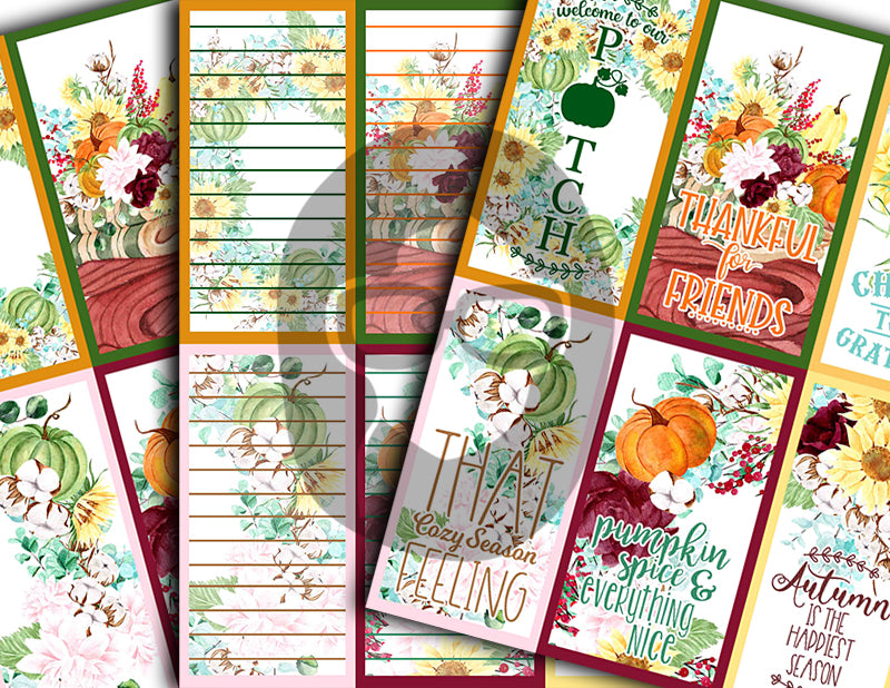 Journaling Spot Printables, Autumn Journal Printable -18pg Digital Download- Lined Paper, Fall Quotes, Autumn Flowers, Fall Harvest