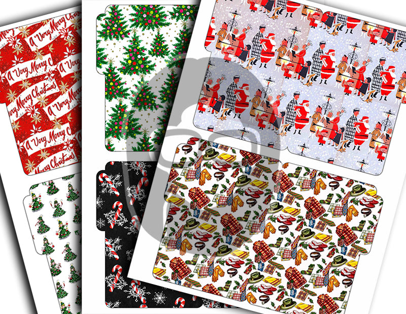 Junk Journal Ephemera, Journaling Folders -30pg Instant Download- Christmas Ephemera, Holiday Cards, Mini File Folder, December Daily Kit