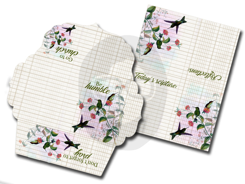 Printable Envelopes - Prayer Journaling Hummingbirds Set #4 - 8 Page Instant download - envelope templates, faith, mini envelopes