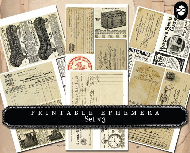 Ephemera Paper Pack - Printable Ephemera Set # 3 - 30 Pg Instant Download - blank journal cards, digital journal kits, roses clipart floral