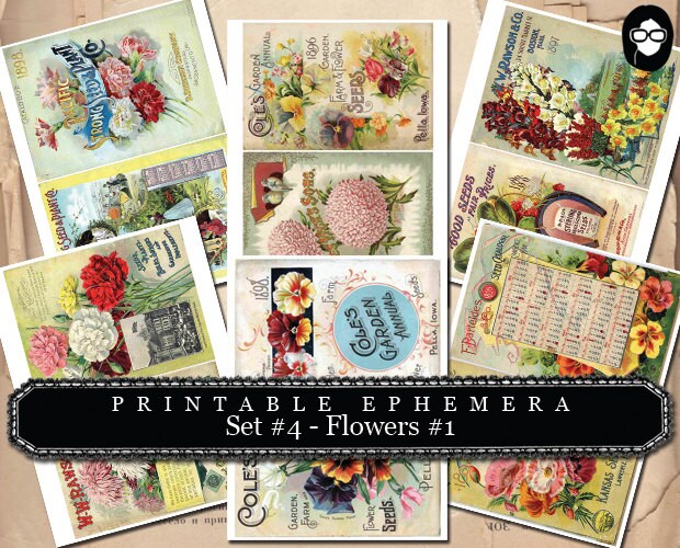 Blank Journal Cards - Set #4 Flowers #1 - 30 Pg Instant Download - digital collage, digital journal kits, roses clipart floral, ephemera kit