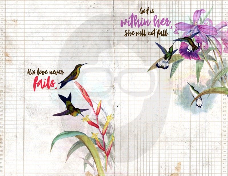 Bible Verses DIY - Hummingbirds Set # 1 - 3 Pg Instant Downloads - digital rose paper, lined journal pages, prayer journaling, scripture art