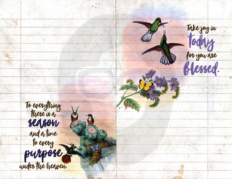 Bible Verses DIY - Hummingbirds Set # 1 - 3 Pg Instant Downloads - digital rose paper, lined journal pages, prayer journaling, scripture art