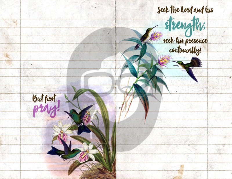 Bible Verses DIY - Hummingbirds Set # 3 - 3 Pg Instant Downloads - digital rose paper, lined journal pages, prayer journaling, scripture art