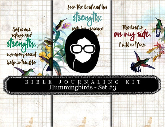 Bible Verses DIY - Hummingbirds Set # 3 - 3 Pg Instant Downloads - digital rose paper, lined journal pages, prayer journaling, scripture art