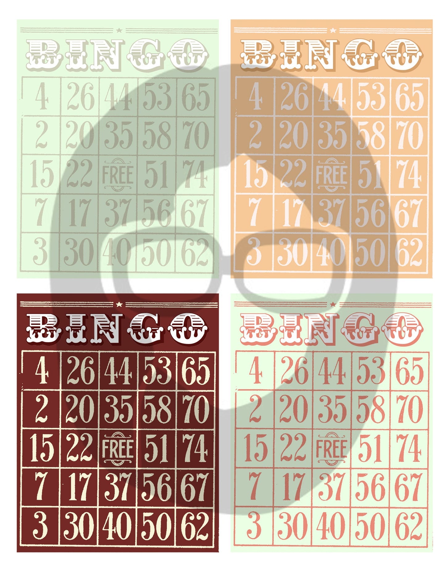 Blank Bingo Cards Set #1 - 3 Pg Instant Download - bingo digital roses floral, project life kit, junk journal supply