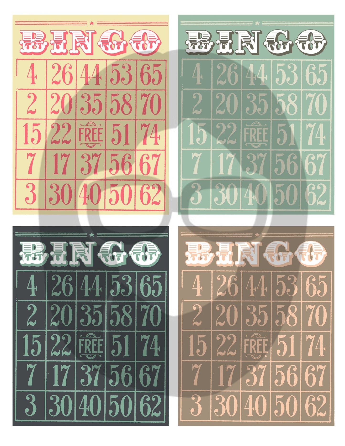 Blank Bingo Cards Set #2 - 3 Pg Instant Download - bingo digital roses floral, project life kit, junk journal supply
