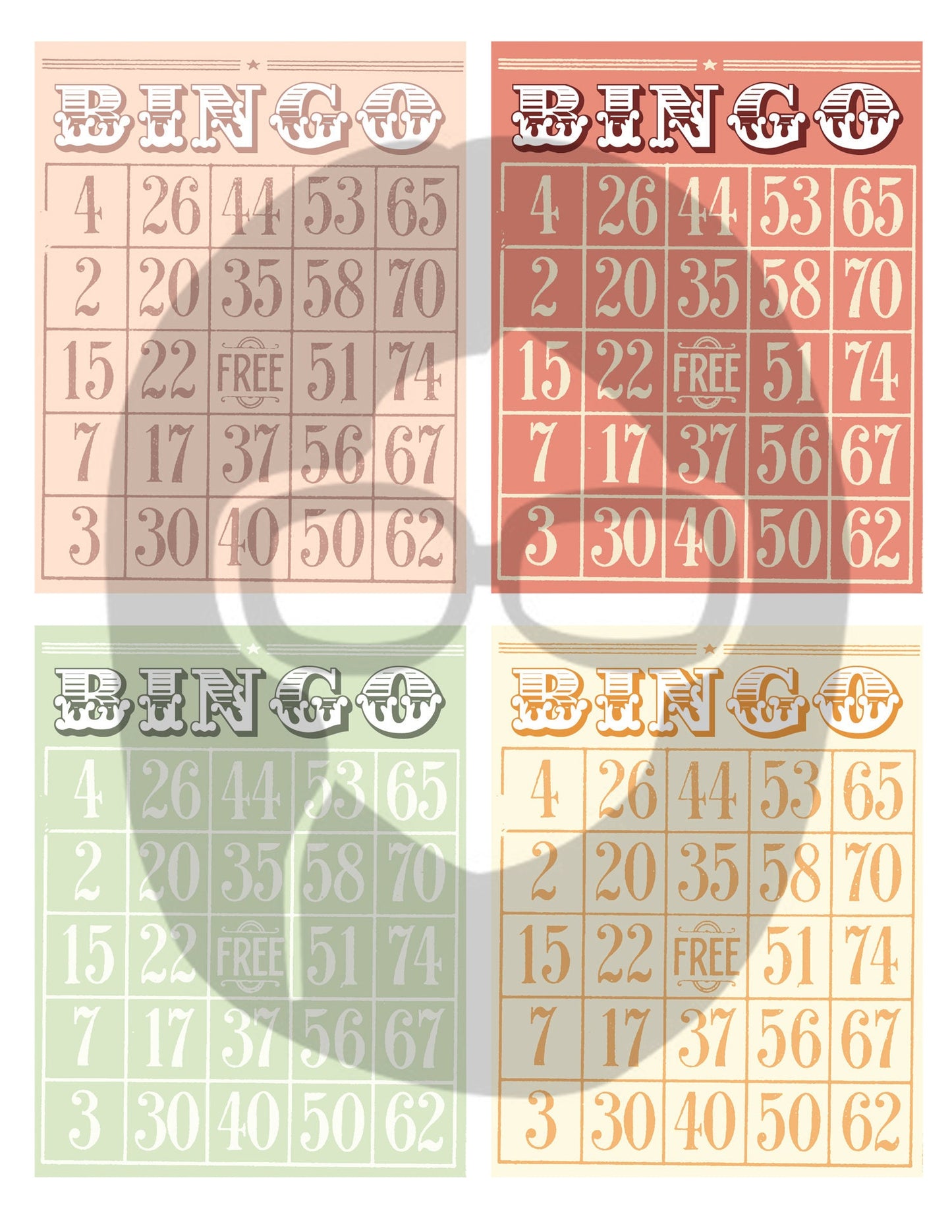 Blank Bingo Cards Set #1 - 3 Pg Instant Download - bingo digital roses floral, project life kit, junk journal supply