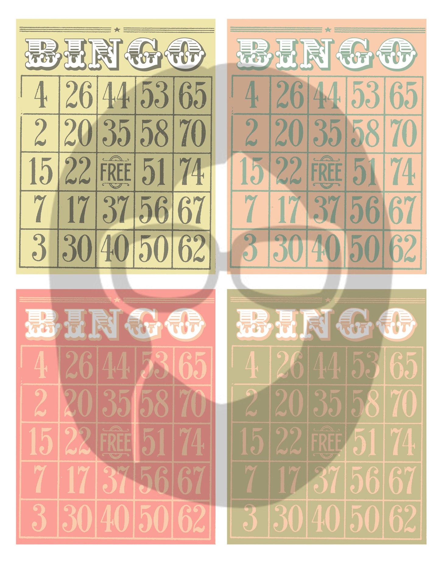 Blank Bingo Cards Set #2 - 3 Pg Instant Download - bingo digital roses floral, project life kit, junk journal supply